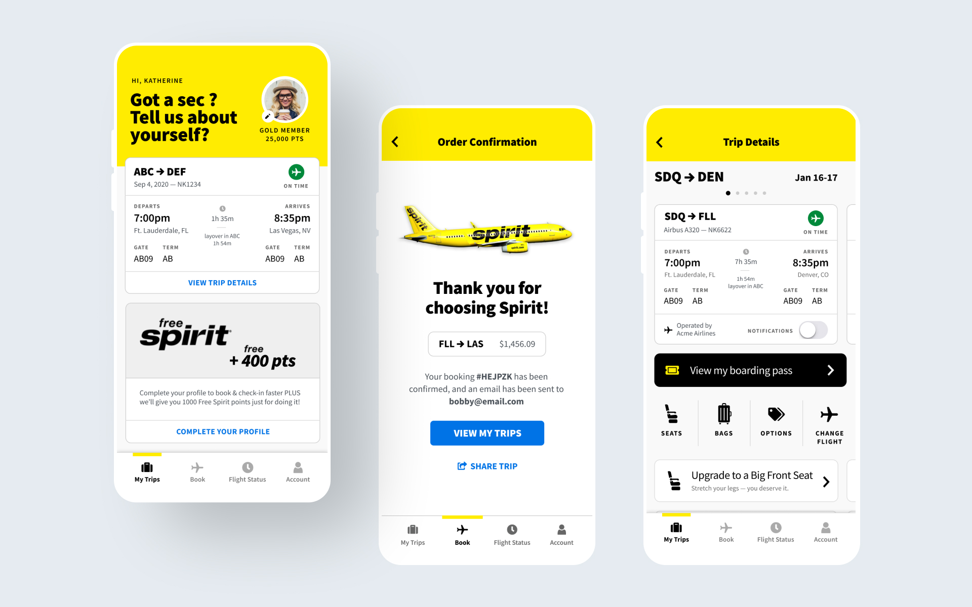 Spirit Airlines Mobile App Design